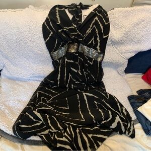 Elegant Black and White Halter Dress